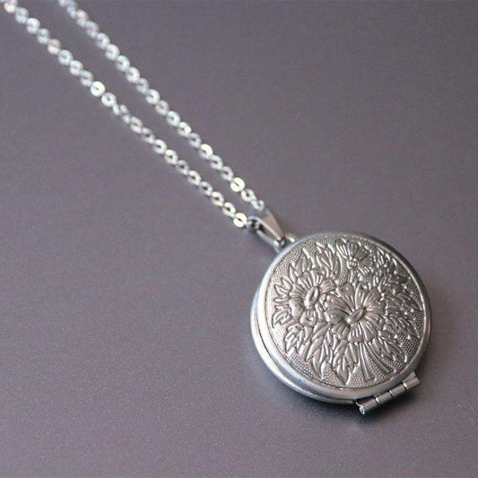 Collier pendentif porte photo rond dessiné - MonPendentif