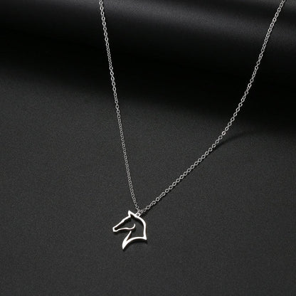 Collier pendentif portrait cheval plaqué or / argent - MonPendentif