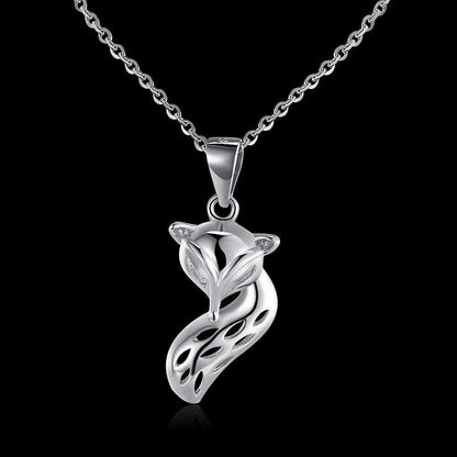 Collier pendentif renard en relief en argent 925