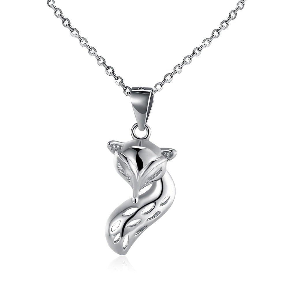 Collier pendentif renard en relief en argent 925 - MonPendentif
