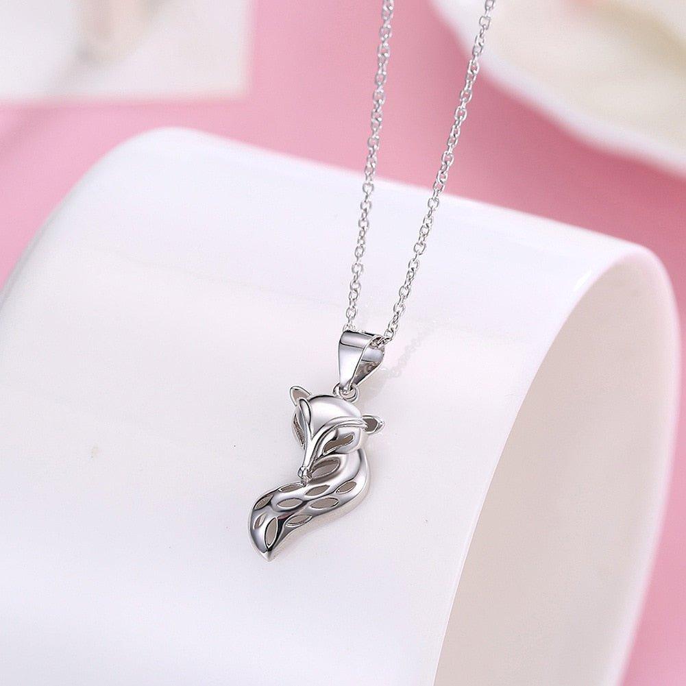 Collier pendentif renard en relief en argent 925
