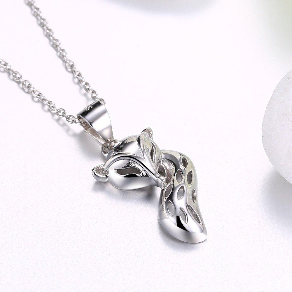 Collier pendentif renard en relief en argent 925