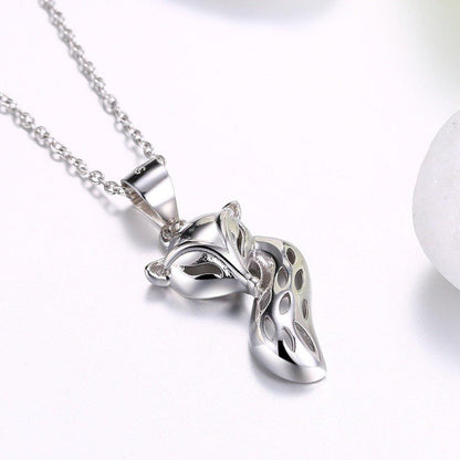 Collier pendentif renard en relief en argent 925