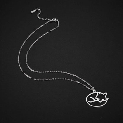 Collier pendentif renard endormi plaqué or / argent - MonPendentif