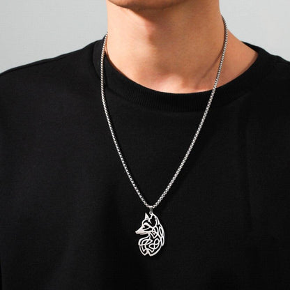 Collier pendentif renard nordique plaqué argent