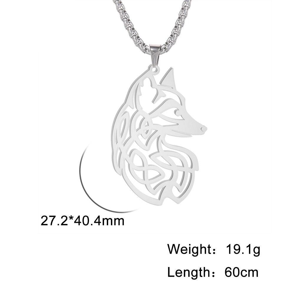 Collier pendentif renard nordique plaqué argent