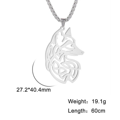 Collier pendentif renard nordique plaqué argent
