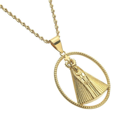 Collier pendentif représentation vierge marie plaqué or