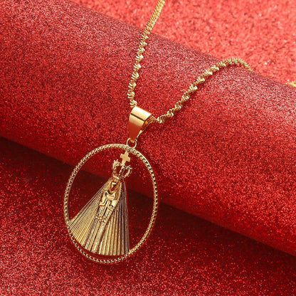 Collier pendentif représentation vierge marie plaqué or