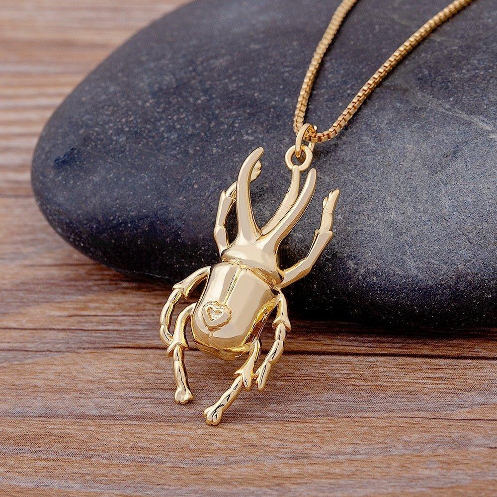 Collier pendentif scarabée long pates - MonPendentif