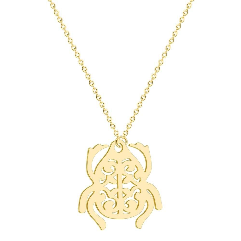 Collier pendentif scarabée plat minimaliste