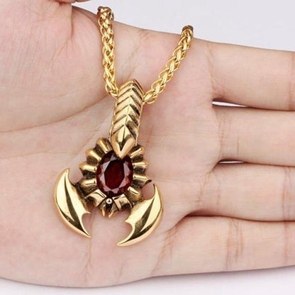 Collier pendentif scorpion cristal rouge plaqué or / argent - MonPendentif