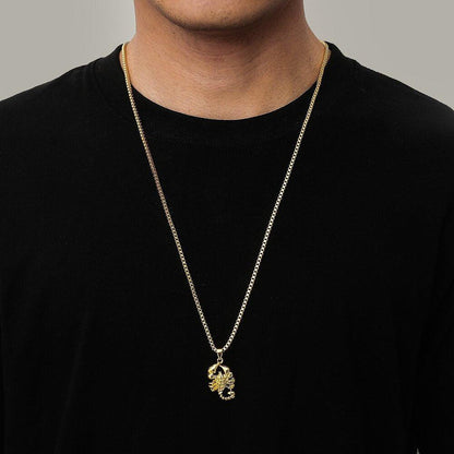 Collier pendentif scorpion hip hop plaqué or