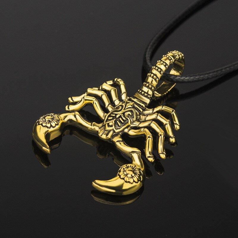 Collier pendentif scorpion Hip Hop Punk plaqué or / argent