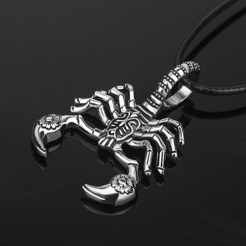 Collier pendentif scorpion Hip Hop Punk plaqué or / argent