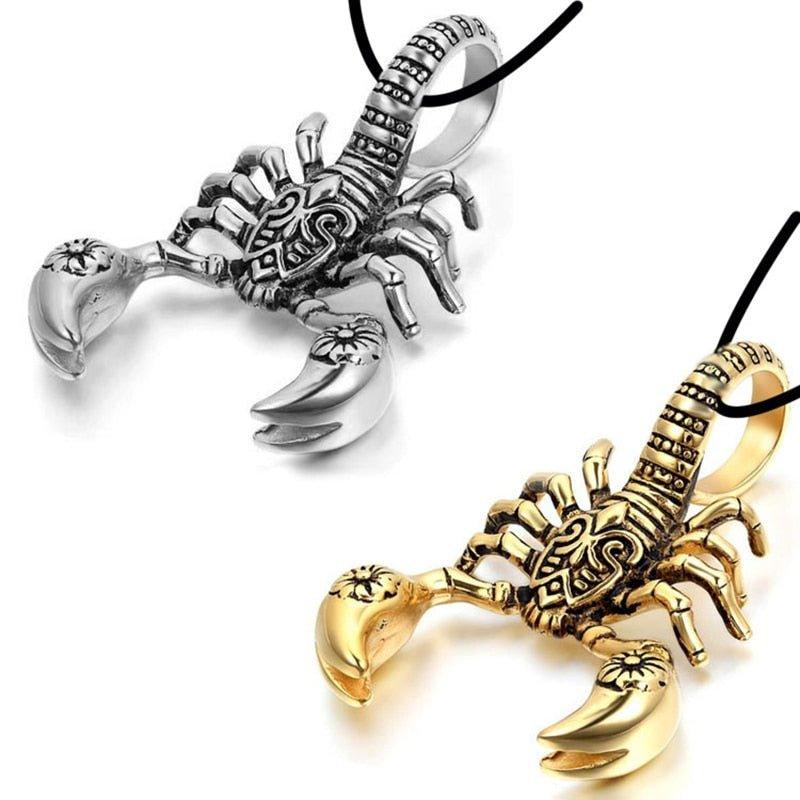 Collier pendentif scorpion Hip Hop Punk plaqué or / argent