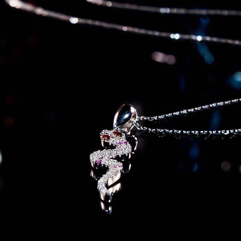 Collier pendentif serpent diamants argent 925 plaqué or rose
