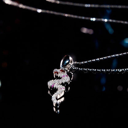 Collier pendentif serpent diamants argent 925 plaqué or rose
