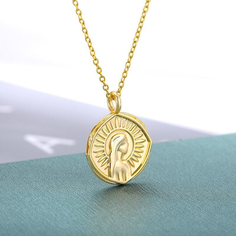 Collier pendentif signe astrologique médaille ronde vintage plaqué or - MonPendentif