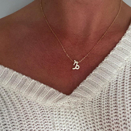 Collier pendentif signe astrologique minimaliste moderne plaqué or