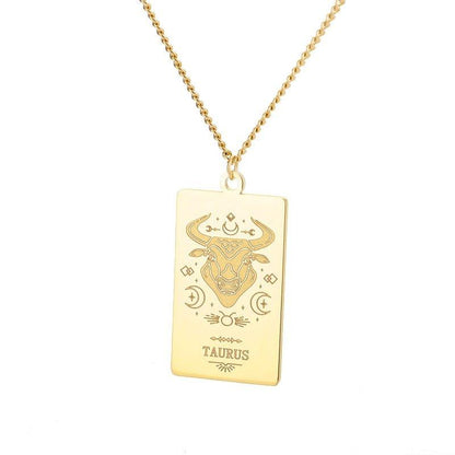Collier pendentif signe astrologique plat gravé - MonPendentif