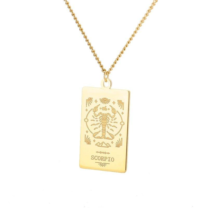 Collier pendentif signe astrologique plat gravé - MonPendentif