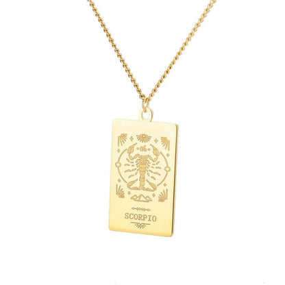 Collier pendentif signe astrologique plat gravé - MonPendentif