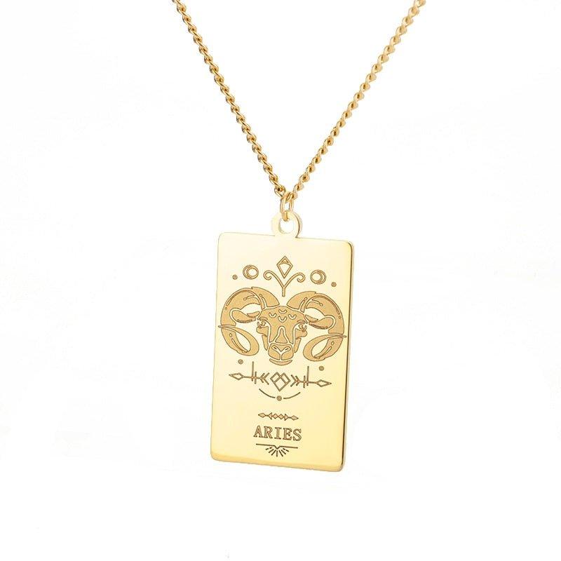 Collier pendentif signe astrologique plat gravé - MonPendentif