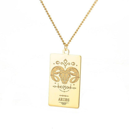 Collier pendentif signe astrologique plat gravé - MonPendentif