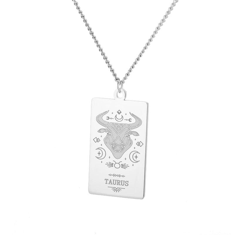 Collier pendentif signe astrologique plat gravé - MonPendentif
