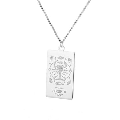 Collier pendentif signe astrologique plat gravé - MonPendentif