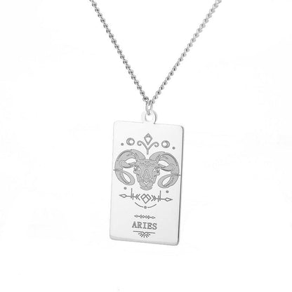 Collier pendentif signe astrologique plat gravé - MonPendentif