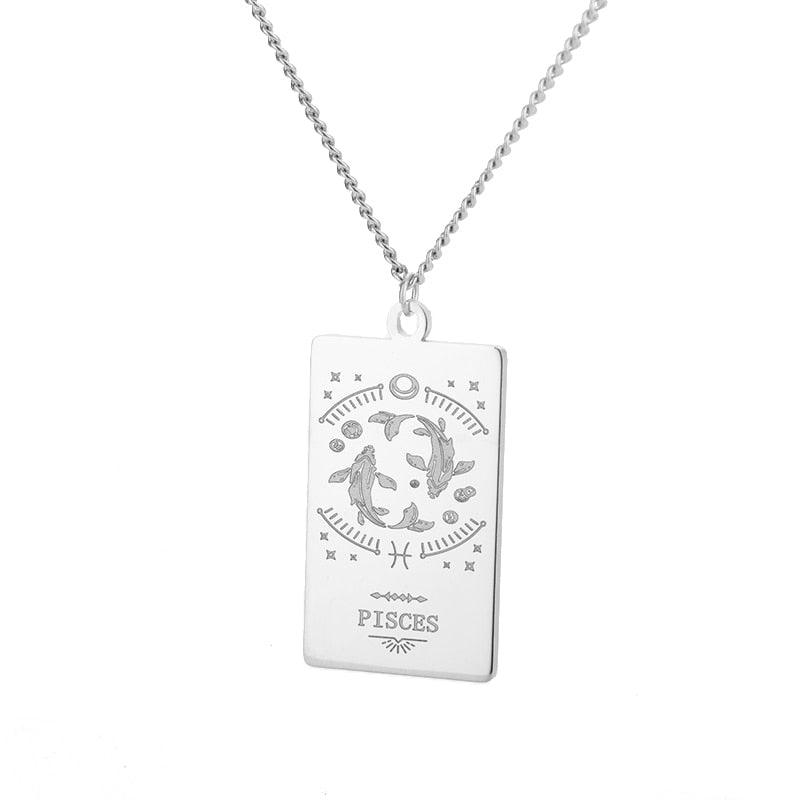 Collier pendentif signe astrologique plat gravé - MonPendentif