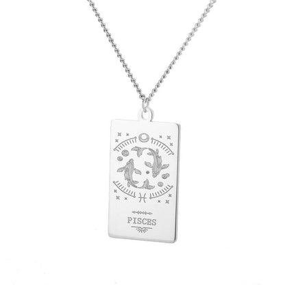 Collier pendentif signe astrologique plat gravé - MonPendentif