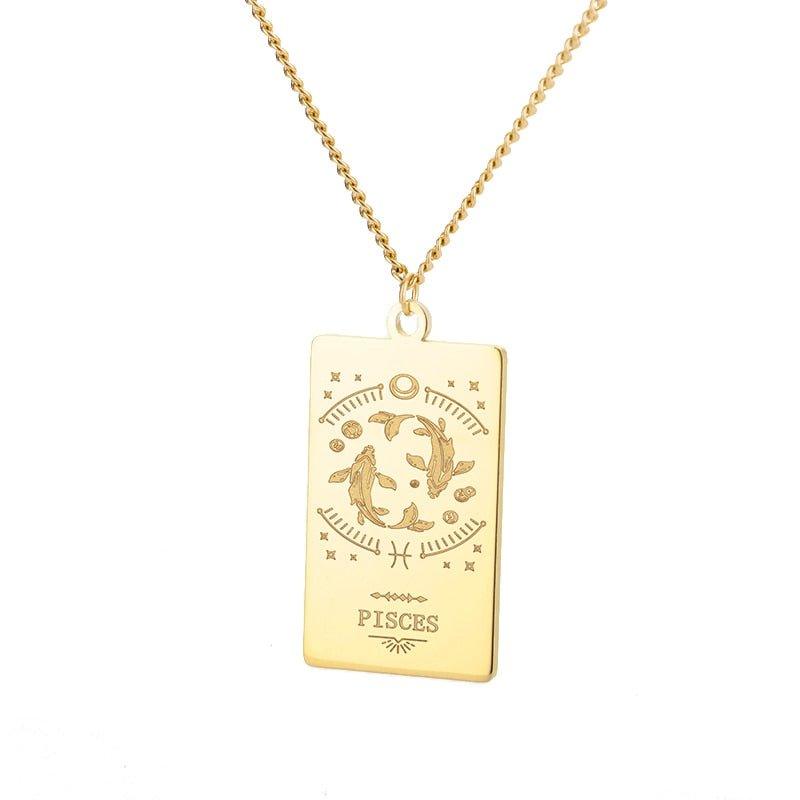 Collier pendentif signe astrologique plat gravé - MonPendentif