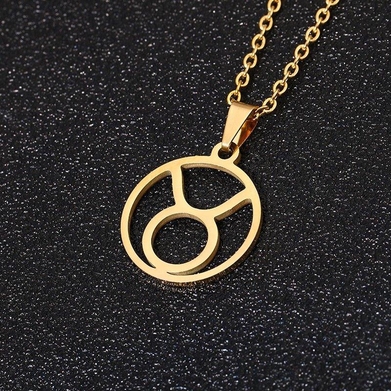 Collier pendentif signe astrologique rond creux - MonPendentif