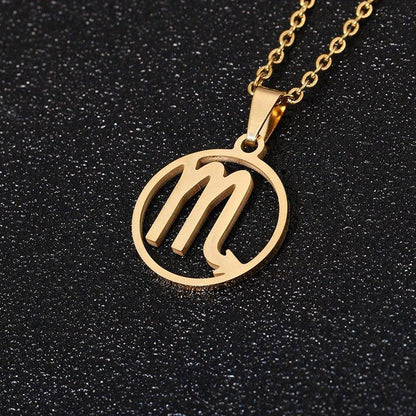 Collier pendentif signe astrologique rond creux - MonPendentif