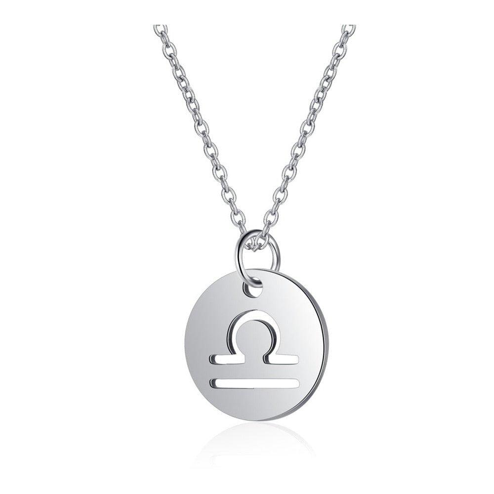 Collier pendentif signe astrologique rond plein minimaliste moderne - MonPendentif