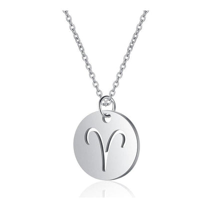 Collier pendentif signe astrologique rond plein minimaliste moderne - MonPendentif