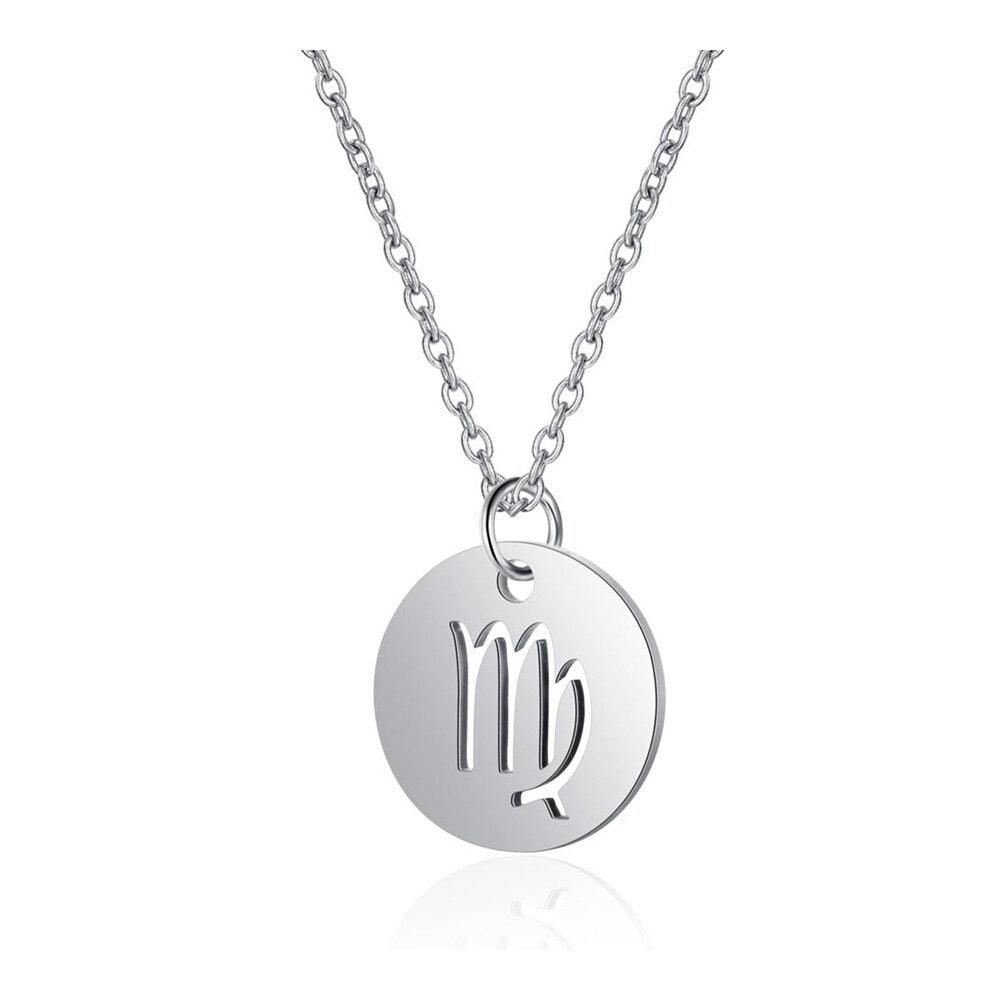 Collier pendentif signe astrologique rond plein minimaliste moderne
