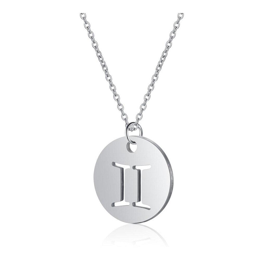 Collier pendentif signe astrologique rond plein minimaliste moderne - MonPendentif