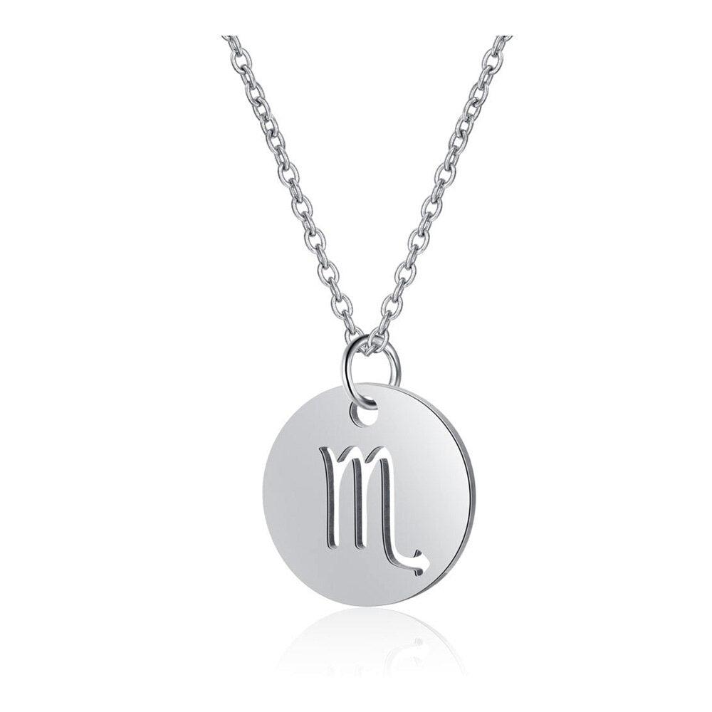 Collier pendentif signe astrologique rond plein minimaliste moderne