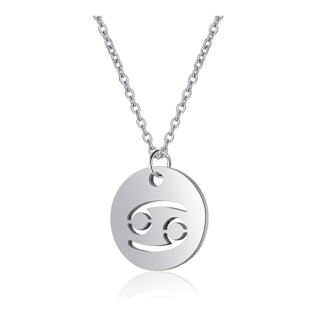 Collier pendentif signe astrologique rond plein minimaliste moderne - MonPendentif
