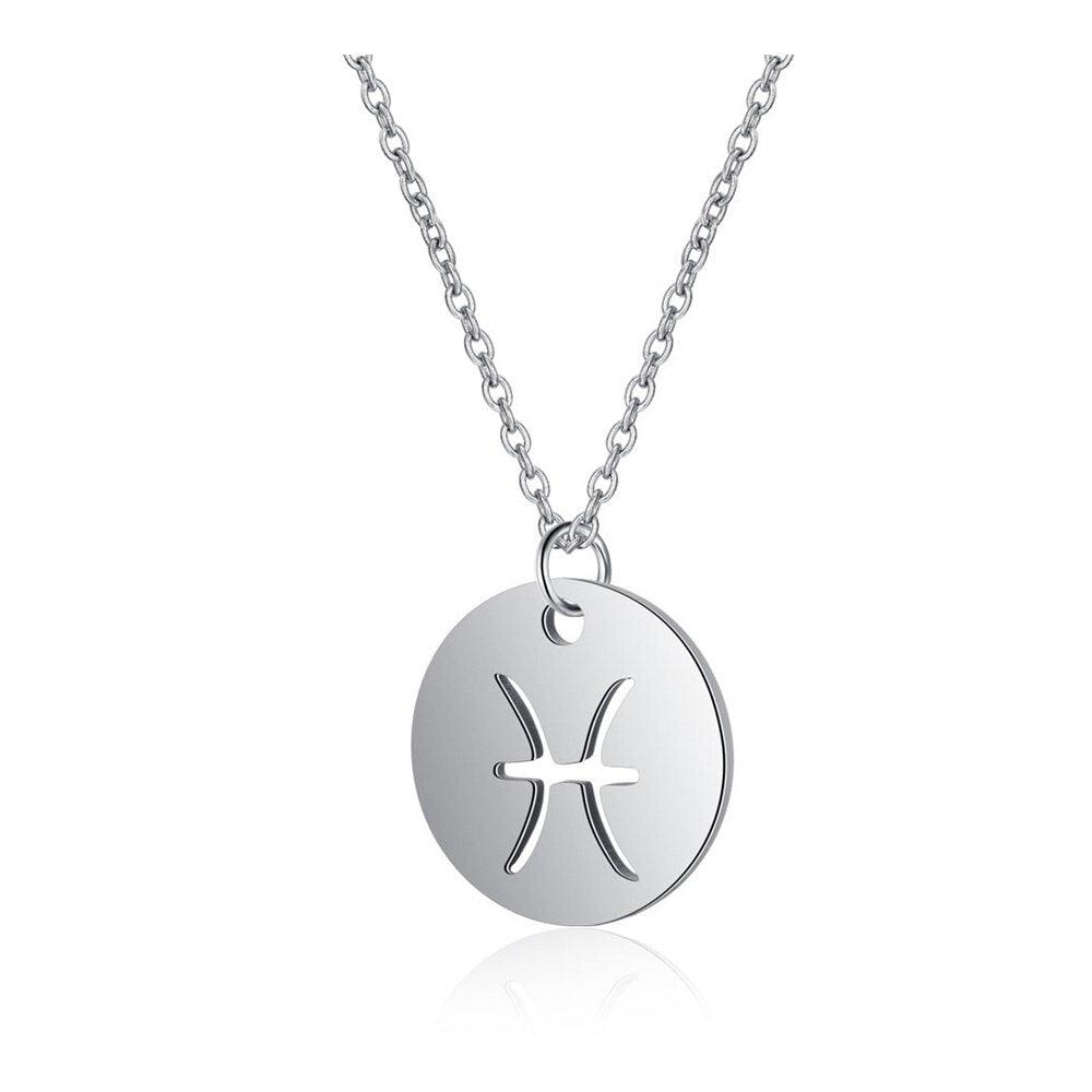Collier pendentif signe astrologique rond plein minimaliste moderne - MonPendentif