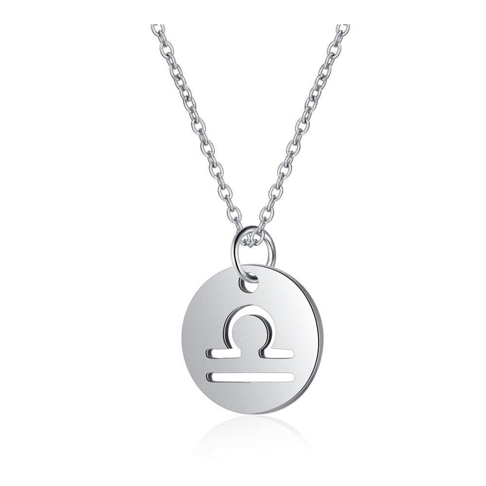 Collier pendentif signe astrologique rond plein minimaliste moderne