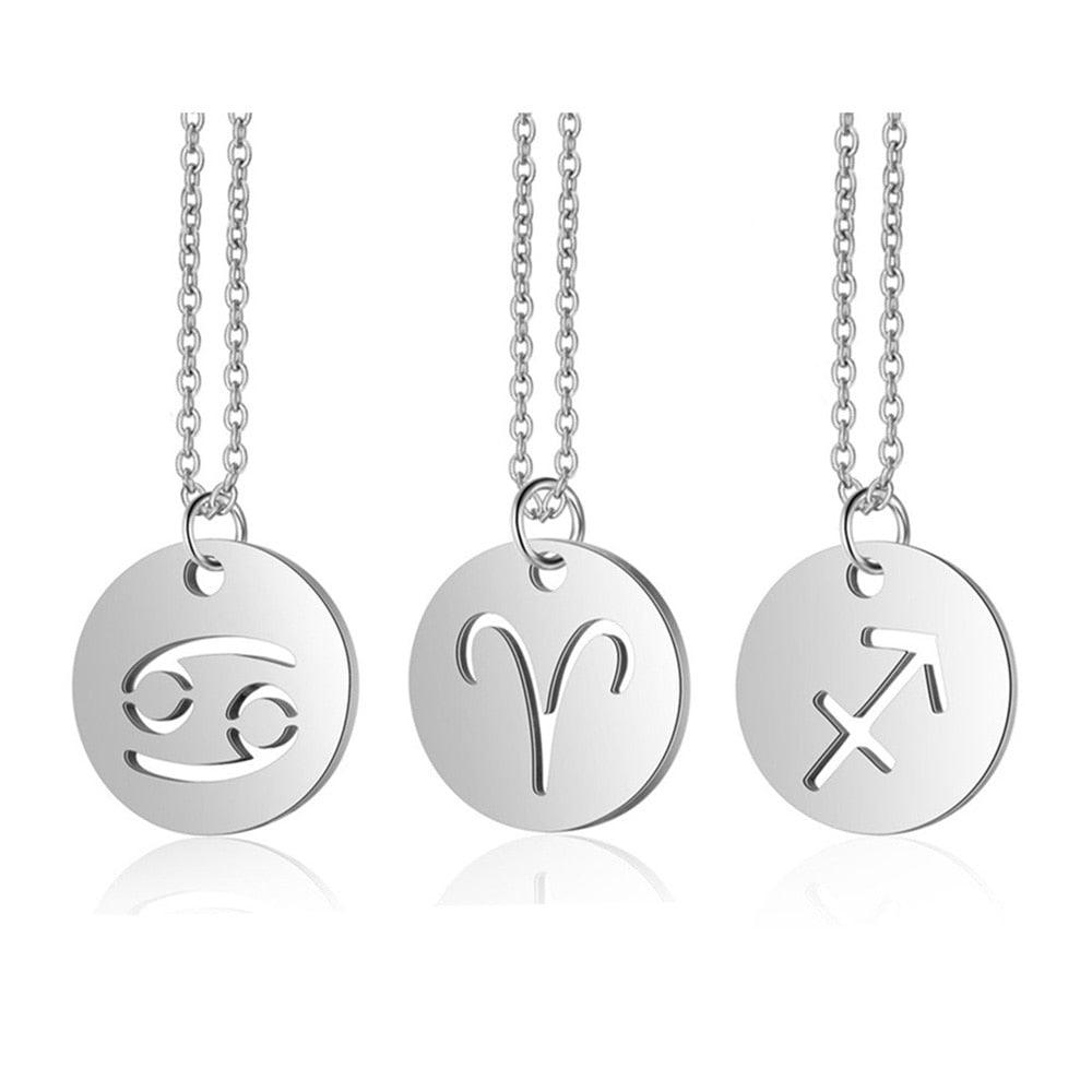 Collier pendentif signe astrologique rond plein minimaliste moderne