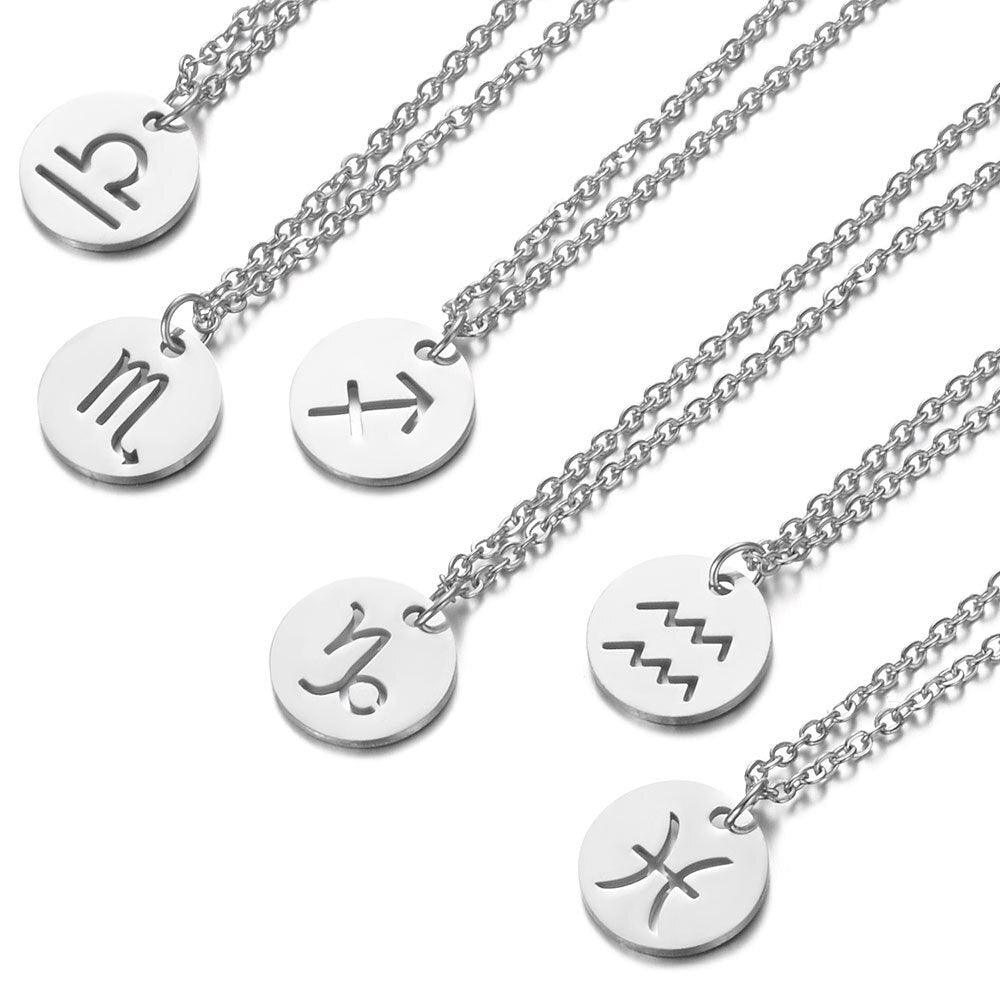 Collier pendentif signe astrologique rond plein minimaliste moderne