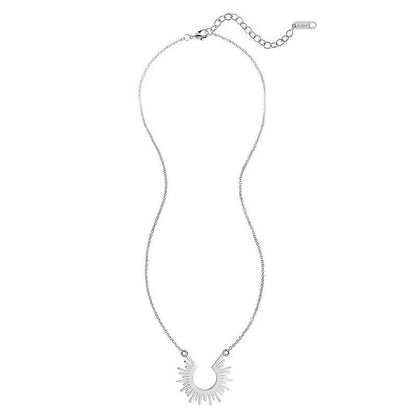 Collier pendentif soleil demi-cercle plaqué or / argent - MonPendentif