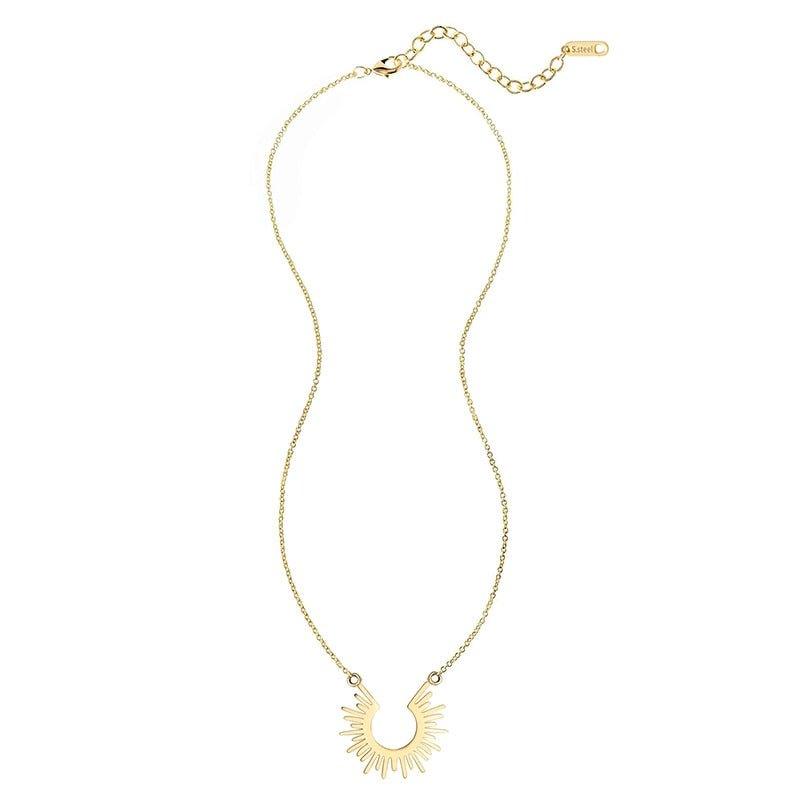 Collier pendentif soleil demi-cercle plaqué or / argent - MonPendentif