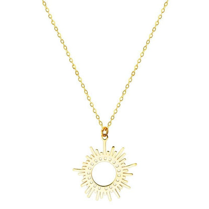 Collier pendentif soleil irrégulier creux plaqué or